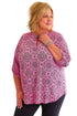 Plus Size Paisley Print V Neck Roll Tab Sleeve Blouse